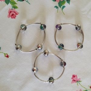 Cookie Lee silver stretch triple bracelet